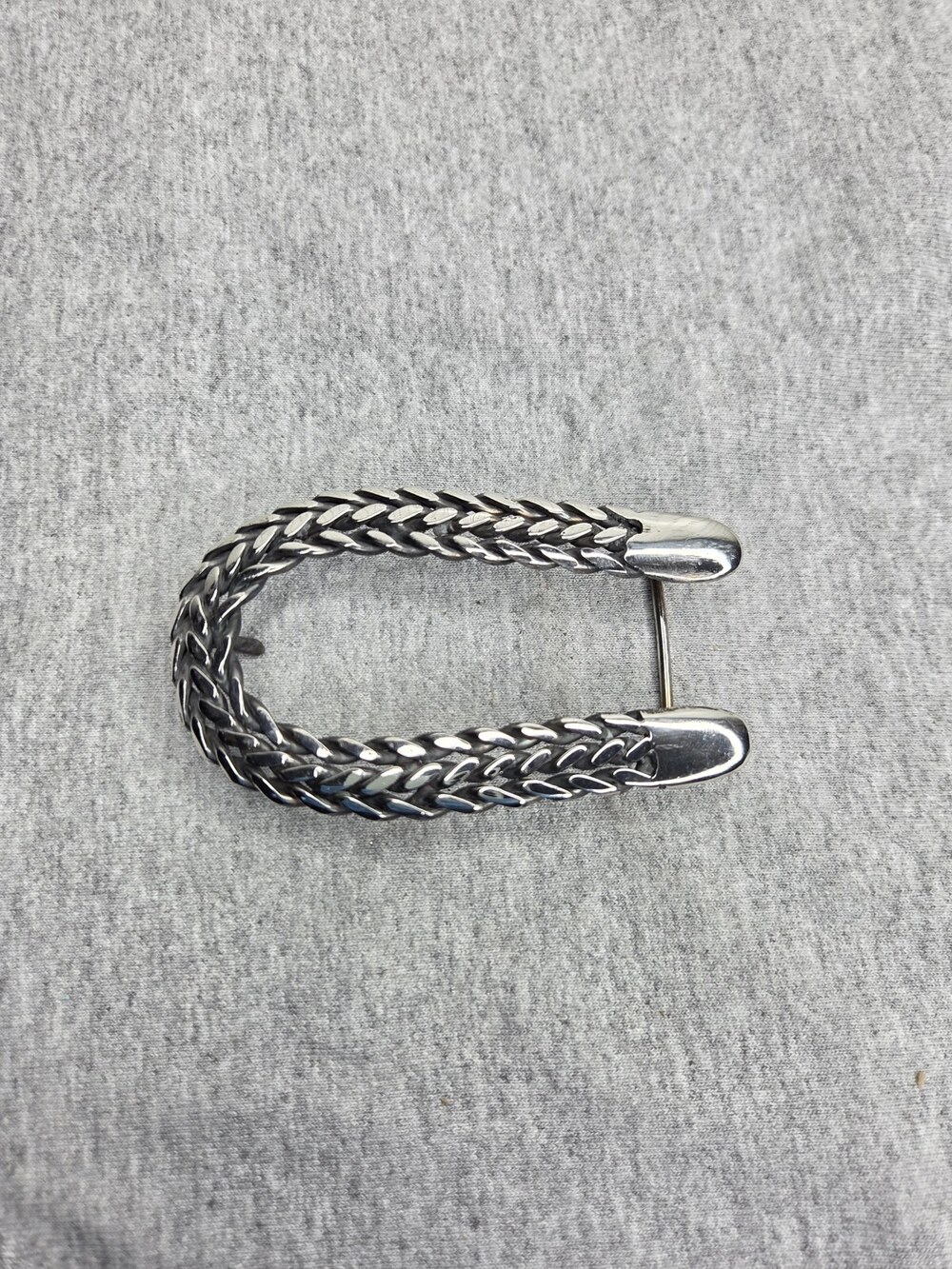 Vintage Braided Horseshoe Belt Buckle Silver Tone Woven Chain Western Ranger